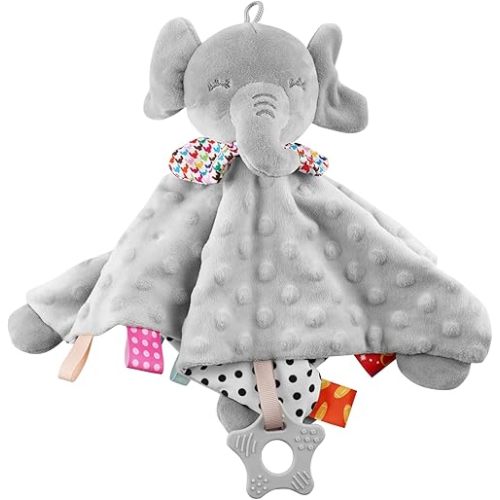 Elephant Baby Lovey for Unisex Newborn Baby Security Blanket for Boys and Girls,Soft Lovie Baby Gifts Multi-Purpose Stuff Snuggle Toy,Elephant Stuffed Animal Grey