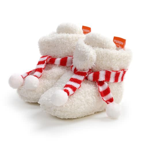 Ohwawadi Infant Baby Boys Girls Slippers Cozy Fleece Booties Soft Bottom Warm Cartoon Socks Newborn Crib Shoes