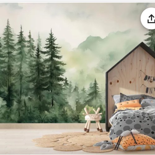 Kids Wallpaper - Mountain and Trees Peel and Stick Wall Mural - Self Adhesive Nursery Wall Art - Child Room Mountain Decor Forest Decal. - Etsy
