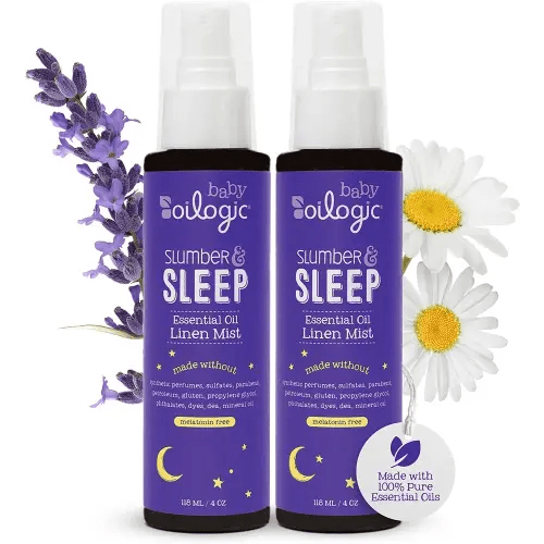 Oilogic Slumber & Sleep Spray for Babies & Toddlers - Aromatherapy Linen Spray with 100% Pure Essential Oils Sleep, Comfort, & Wellness Blends - Pediatrician-Tested Baby Essentials for Bedtime, 2-Pack