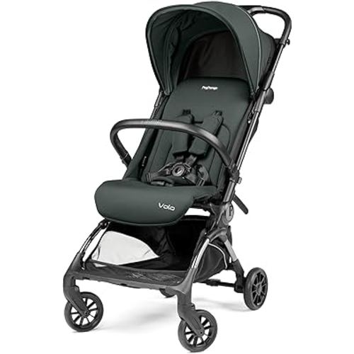 Peg Perego Volo, Ultra Lightweight Carry On Compliant Travel Stroller, Adjustable Features & Reclining Seat - Designed for Everyday Comfort from Newborn to 50lbs, Metal (Sage Green)