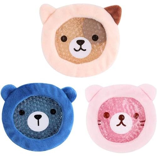 FOMI Premium Kids Hot Cold Ice Packs | 3 Pack | Soft Colorful Sleeves | Fun Animal Designed Children Gel Bead Wrap | Pain Relief for Kids Boo Boos, Fever, Wisdom Teeth, Tired Eyes, Headaches