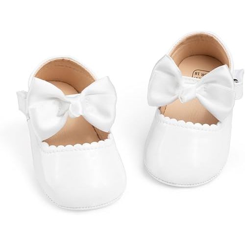 CENCIRILY Infant Baby Girls Mary Jane Flats Non Slip Soft Sole Prewalker Princess Wedding Dress Shoes
