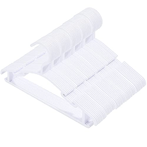 VIIBASE 50 Pack White Baby Nursery Closet Hangers, Anti-Slip Laundry Infant Pant Hanger for Newborn Clothes Gift, Ultra-Thin Plastic Hanger for Girl Boy Toddler
