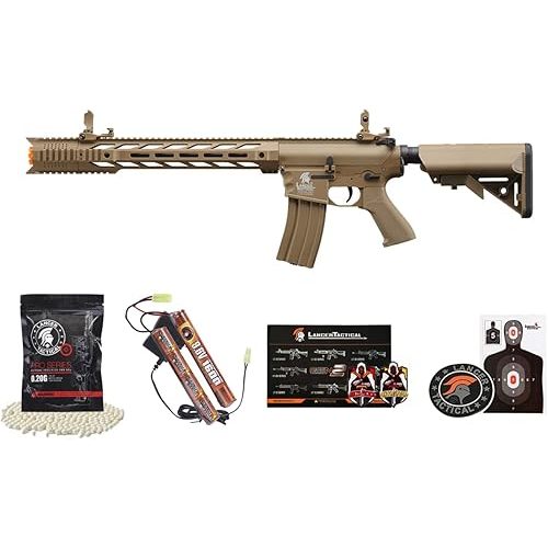 Lancer Tactical Gen 2 Durable Airsoft M4 SPR Interceptor AEG Polymer- Full/Semi-Auto, 1000 Rounds Bag of 0.20g BBS, Battery& Charger Included