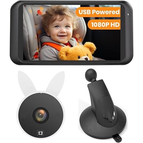 4.5" Baby Car Camera with 1080P HD, IR Night Vision, Suction Cup Mount, Easy Installation, USB Powered