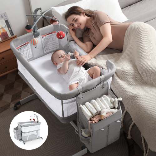 Besrey 5-in-1 Baby Bedside Bassinet | Bedside Bassinet, Playpen, Suitable for 0-18 Months