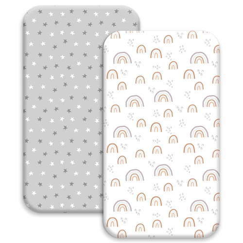 Gllquen Baby 2-Pack Ultra Soft Fitted Microfiber Crib Sheets for Newborn Baby Boys Girls 28" x 52", Rainbows
