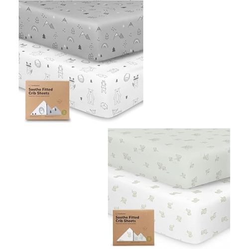 KeaBabies 2-Pack Crib Sheets for Boys, Girls - Jersey Fitted Crib Sheet, Baby Crib Sheets Neutral, Crib Mattress Sheet, Cotton Crib Sheets, Breathable Crib Sheet, Baby Mattress Sheets