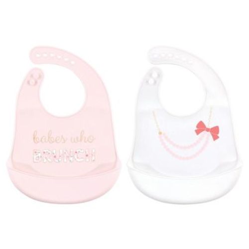 Little Treasure Baby Girl Silicone Bibs 2pk, Brunch, One Size