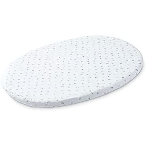 Stokke Sleepi Mini Fitted Sheet by Pehr, Grey Dotty - Soft, 100% Organic Fitted Sheets - Made for Oval Sleepi Mini Mattress - Safe Sleeping - Available in Playful Patterns