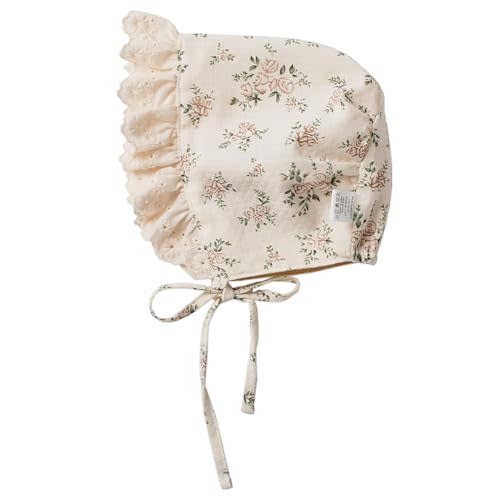 HOOLCHEAN Baby Girls Printed Cotton Bonnet Infant Vintage Flower Lace Sun Protection Hat
