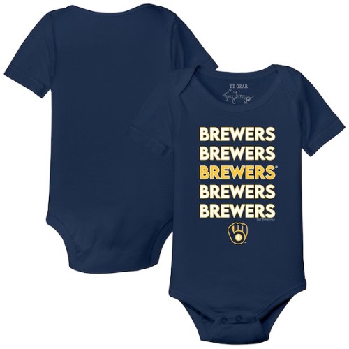 Infant Milwaukee Brewers Tiny Turnip Navy Stacked Bodysuit