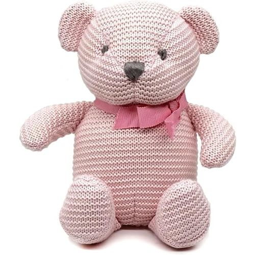 100% Organic Cotton Teddy Bear Pink 16.5cm Baby Stuffed Animals for Newborn 7.1"