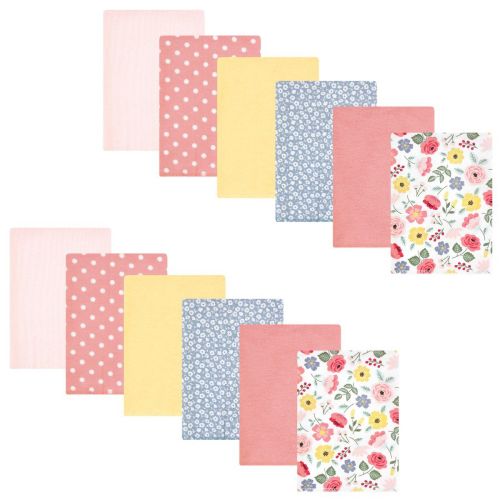Hudson Baby Infant Girl Cotton Flannel Burp Cloths Bundle, Modern Botanical, One Size