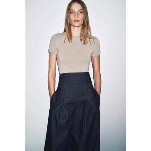 SOFT SHORT SLEEVE T-SHIRT - Beige marl | ZARA United States