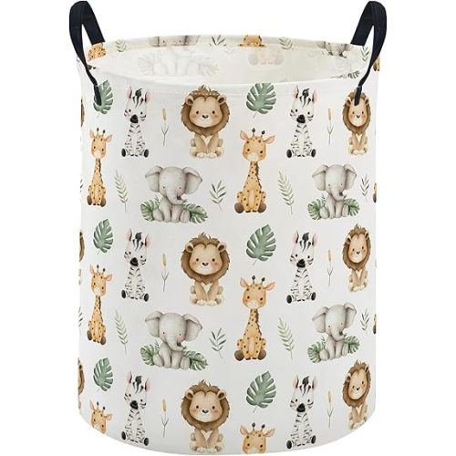 ESSME Kids Laundry Basket,Aniaml Hamper Collapsible Canvas Waterproof Storage Bin for Boys, Cute Hamper,Gift Baskets(Cute animal)