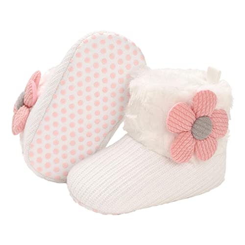 Baby Fleece Booties Newborn Warm Slippers Cozy Winter Boots Sock Shoes Infant Crib Bootie with Non Skid Bottom 0-18Month