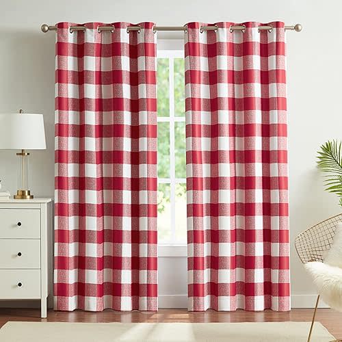 Blackout Curtains 54 Inches Long for Bedroom, Living Room Thermal Insulated Room Darkening Grommet Drapes, Red, 50 x 54 Inch, 2 Panels