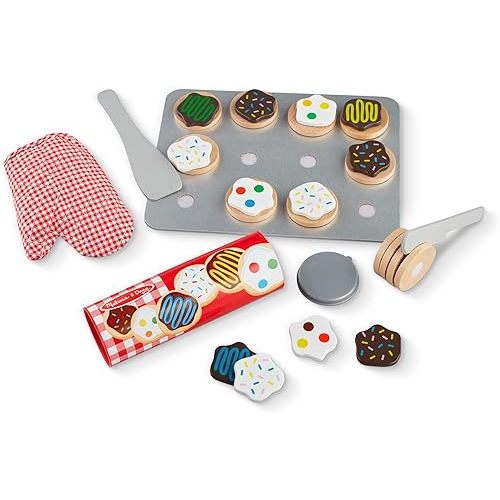 Melissa & Doug Slice & Bake Cookie Set with Wooden Play Food, Colorful Toppings & Play Kitchen Accessories, Preschool Learning Toys for Girls & Boys 3+