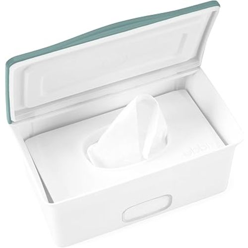 Ubbi Baby Wipes Dispenser with Weighted Plate and Secure Seal, Nursery and Baby Registry Essential to Keep Wipes Fresh, Open Water
