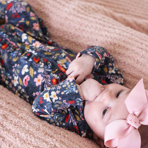 Midnight Meadow Ruffle Zipper Footie