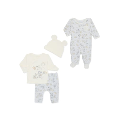Disney Baby Wishes + Dreams Layette Mickey and Puppies Shower Gift Set, 4-Piece, Sizes NB-3/6M