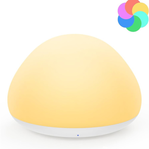 JolyWell Baby Night Light for Nursery, Soft Silicone Tap Control Night Lamp with 8 Color Changing, Stepless Dimming, Rechargeable Portable Night Light for Kids, 1H-Timer, Warm Light for Breastfeeding