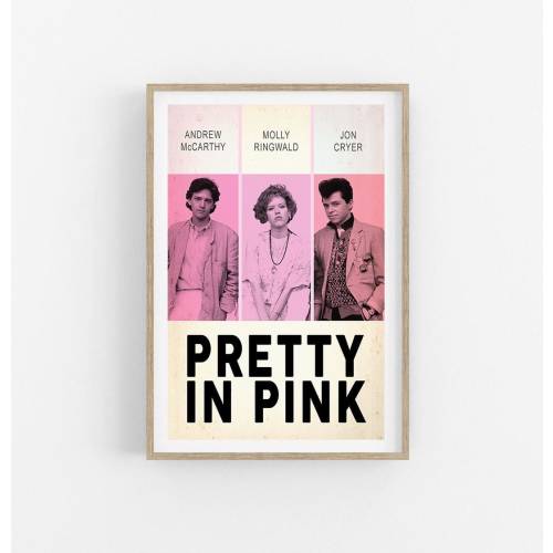 PRETTY in PINK- Movie poster- minimalist movie poster- 80s movies- 80s prints- pink poster- original poster- 80s movie posters- romantic