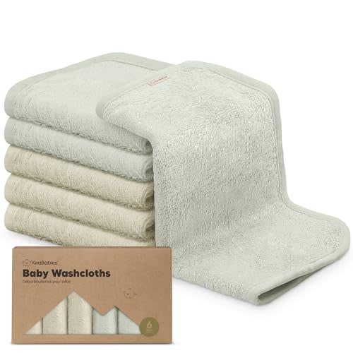 6-Pack Baby Washcloths - Soft Viscose Derived from Bamboo Washcloth, Baby Wash Cloths, Baby Wash Cloth for Newborn, Kids, Bath Baby Towels, Face Towel, Face Cloths for Washing Face(Stone/Dove)
