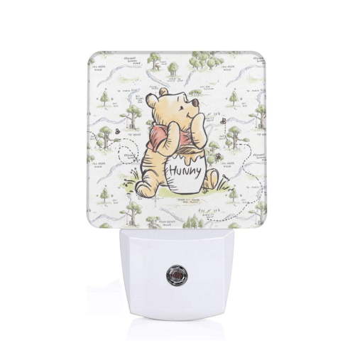 Winnie the Pooh LED Night Light Plug in,Dusk to Dawn Sensor,Cute Cartoon Night Lights Plug into Wall for Hallway Bedroom Stairway