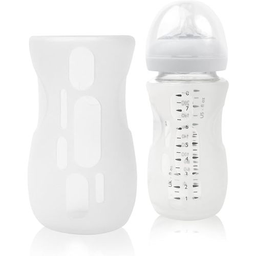 Olababy Silicone Sleeve for Avent Natural Glass Baby Bottles (8 oz, Translucent)
