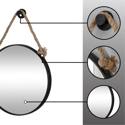 FirsTime & Co. Dockline Round Mirror, American Crafted, Oil Rubbed Bronze, Mirror, 22 x 2 x 33.5 in