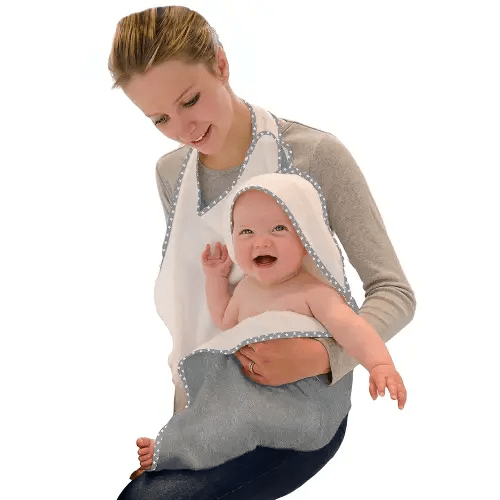 Hands Free Baby Bath Towel | Luxuriously Soft Bamboo Viscose & Cotton Hooded Baby Towel | Apron Towel for Safe Babies Bathtime | Perfect Newborn Gift | Gray