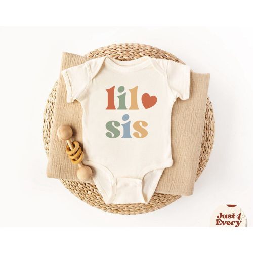 Lil Sis Bodysuit, Lil Sis Shirt, Girls Natural Baby Body, Retro Pregnancy Announcement Bodysuit, Toddle Shirt, Little Sis Body, Lil Sis