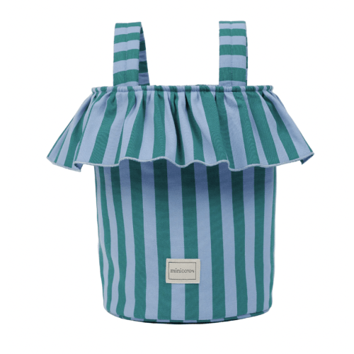 Basket Rayas - Green + Sky Blue · Minicoton