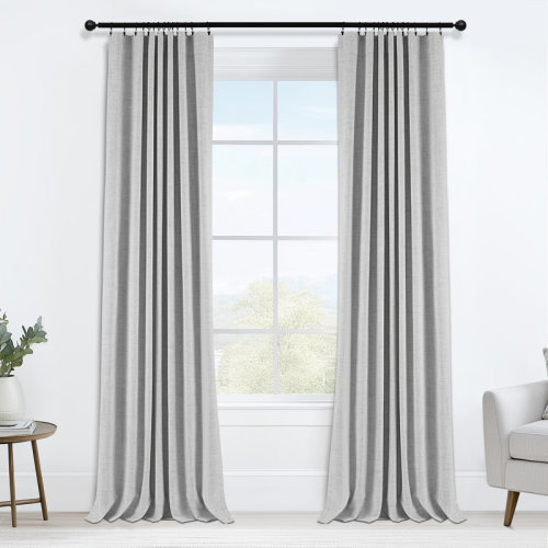 Wade Logan® Birglinde Faux Linen Textured Thermal 100% Blackout Curtains for Bedroom Living Room Rod Pocket/Ring Clips & Reviews | Wayfair