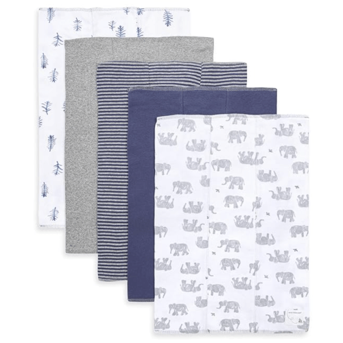 Burt's Bees Baby Organic Burp Cloth (5 Pack) - Elephants Grey