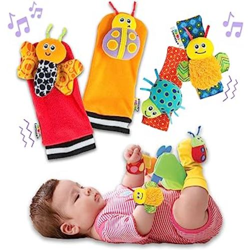 Lamaze Gardenbug - Baby Foot Finder Socks & Wrist Rattle Set - Sensory Development Toys - Newborn Baby Essentials