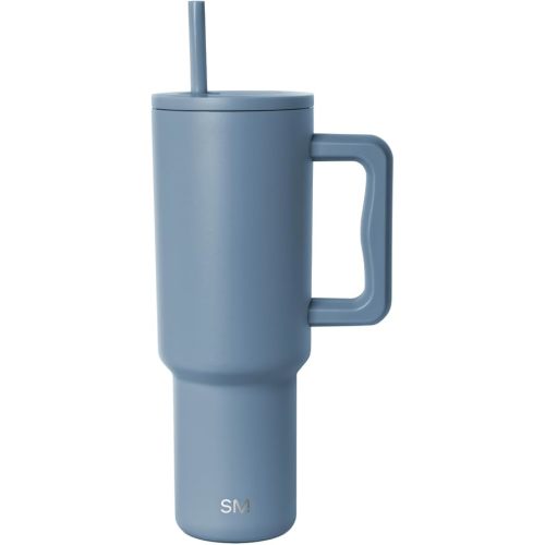 Simple Modern 40 oz Tumbler with Handle and Straw Lid | Insulated Cup Reusable Stainless Steel Water Bottle Travel Mug Cupholder Friendly | Gifts for Women Men Him Her | Trek Collection | Blue Dune