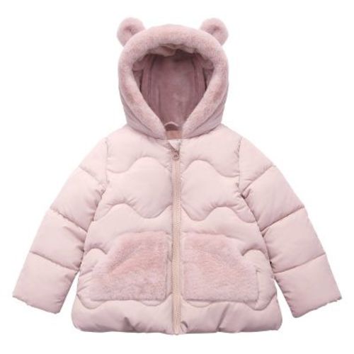 Rokka&rolla Baby Girls' Mini Fur Lined Puffer Coat-pearl Pink, Size 9-12 Months