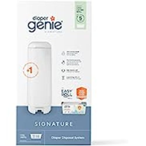 Diaper Genie Signature Pail Includes 1 Easy Roll Refill with 18 Bags | Holds Up to 846 Newborn-Sized Diapers Per Refill