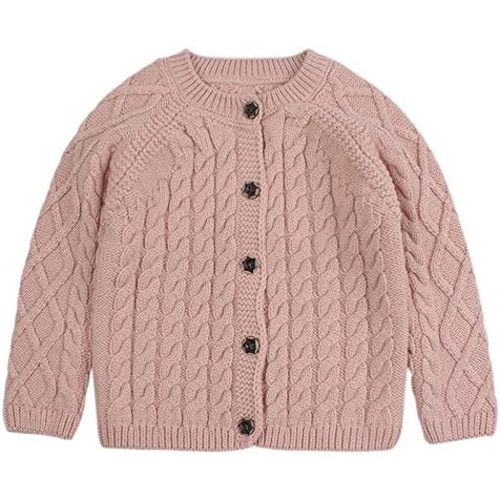 Peecabe Toddler Girl Sweaters Cable Knit Long Sleeve Crewneck Chunky Crochet Cardigans 1-6T