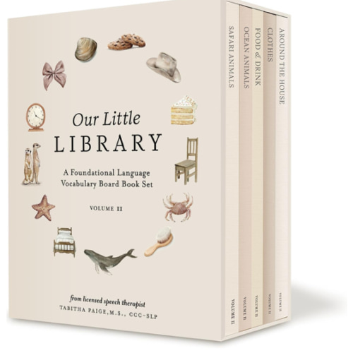 Our Little Library Vol. 2: First 100 Words Board Book Box Set, including Ocean Animals, Safari Animals, Food and Drink, Clothes, and Around the House (Tabitha Paige Children's Book Series)