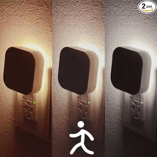 Adjustable Brightness Growing Motion Sensor Night Light, Two Modes, Three Colors, Night Lights Plug into Wall, Warm White,2Pack, Kids, Bedroom, Hallway, Bathroom,Stairways - Motion Sensor & Dusk to Dawn Sensor