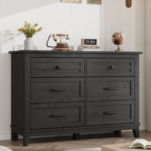 6 Dresser for Bedroom, 47.2" Wide Drawer Dresser with Storage Freestanding, Wooden Closet Storage Chest for Living Room, Bedroom, Gray