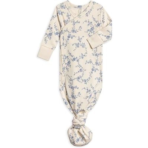 Colored Organics Baby Organic Cotton Newborn Knotted Gown - Infant Tie Gown with Mitten Cuffs - Boys and Girls Clothing
