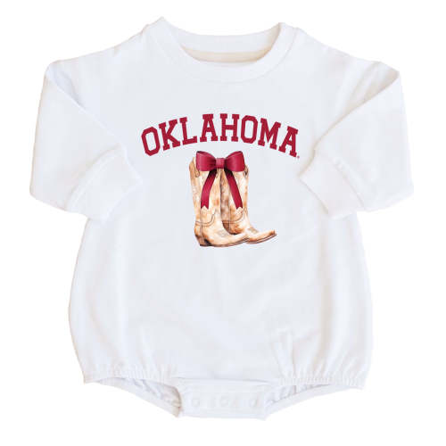 University of Oklahoma | Footballs & Bows Graphic Sweatshirt Bubble Romper