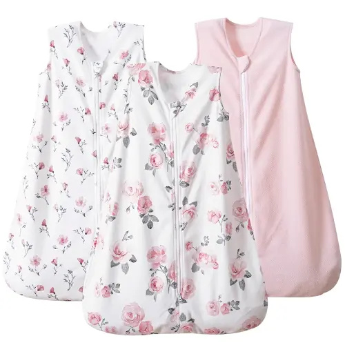 PHF 3 Pack Warm Micro-Fleece Baby Sleep Sack 0-6 Months, Soft Baby Wearable Blanket, 2-Way Zipper Sleeping Bags, Comfy Toddler Sleeping Sack for Girls, Small Size, Floral