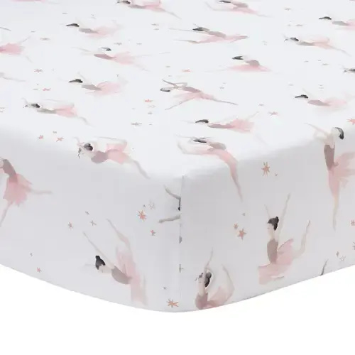 Ballerina Baby Breathable 100% Cotton Fitted Crib Sheet - White – Lambs & Ivy